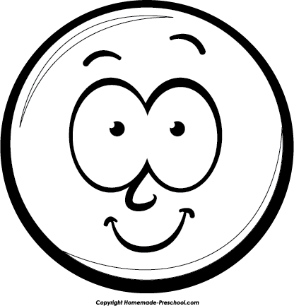 Smiley face happy bw clipart