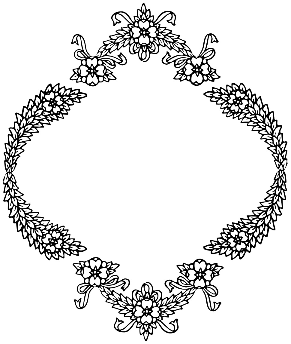 Vintage floral wreath borders clip art image collection with