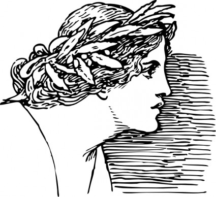 Woman wearing wreath clip art free vector in open office drawing