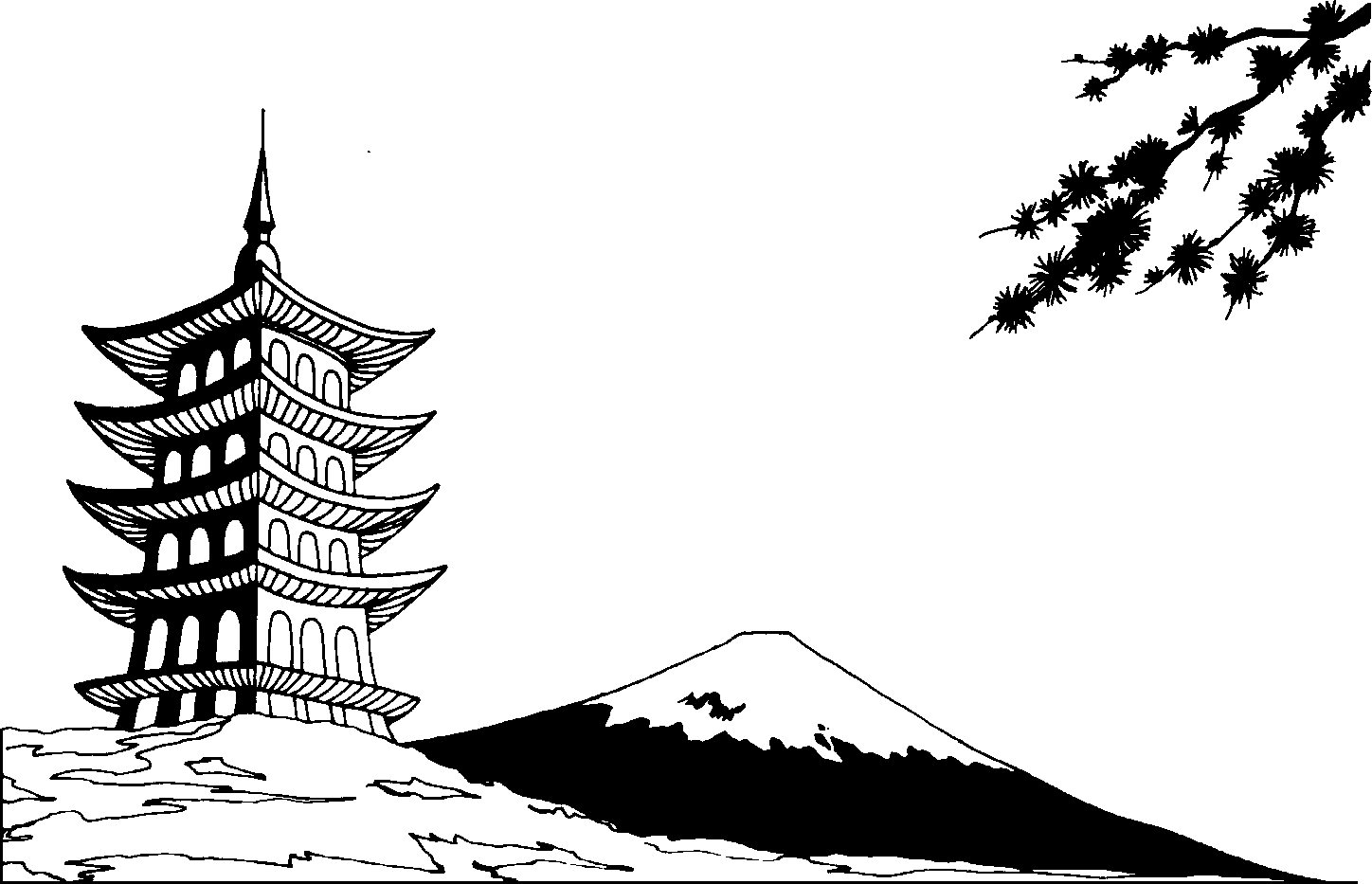 Japanese gallery for asian black and white clip art