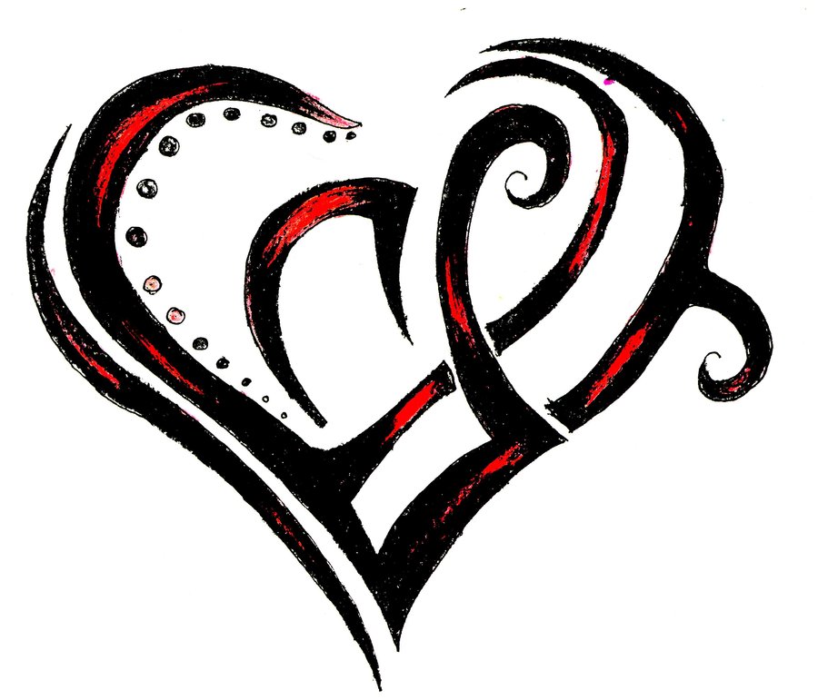 Tribal heart tattoo clipart