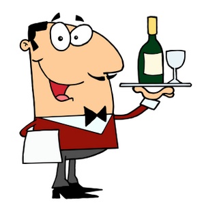 Wine bottle waiter clipart image a waiter holding a bottle and glass of wine