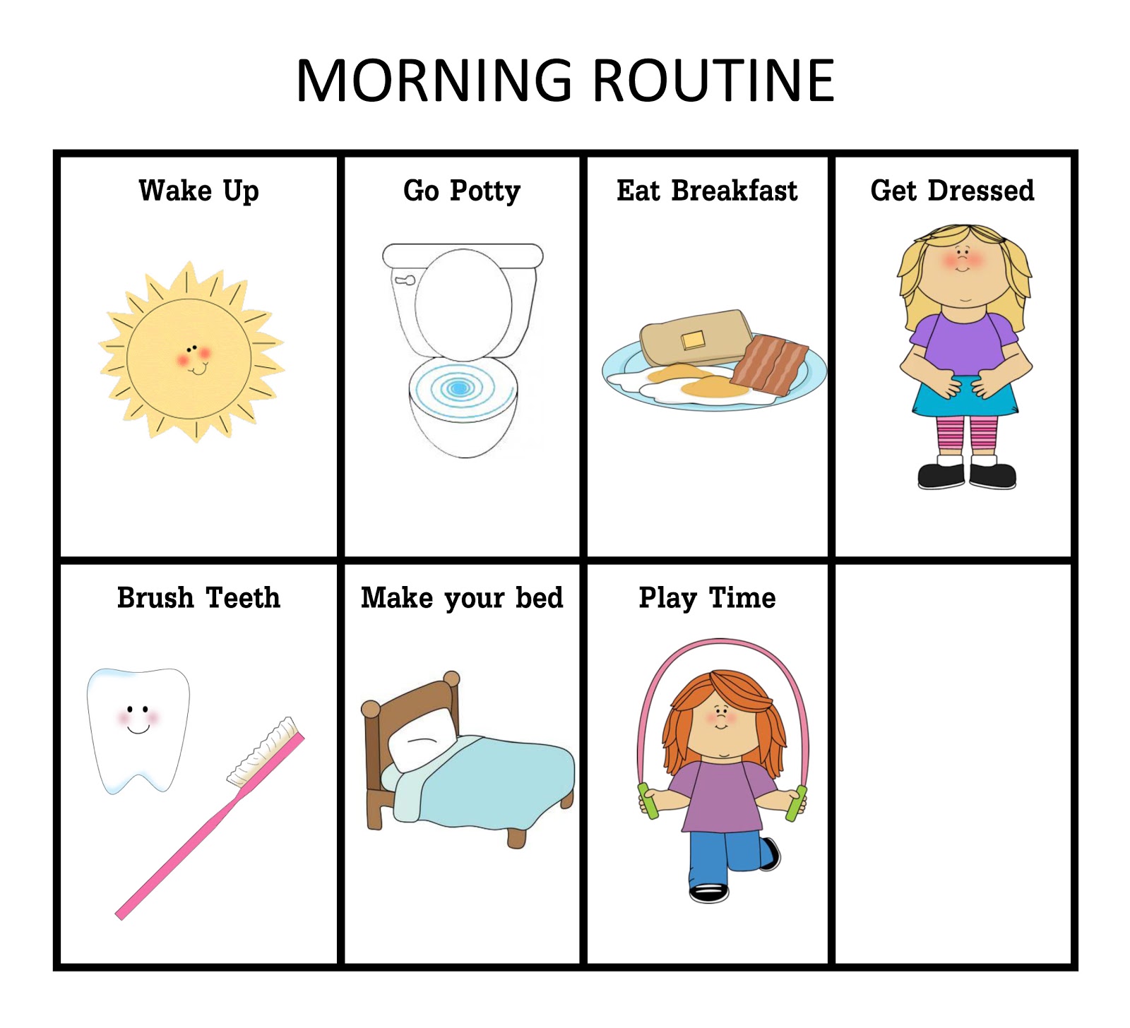 Morning routine clipart