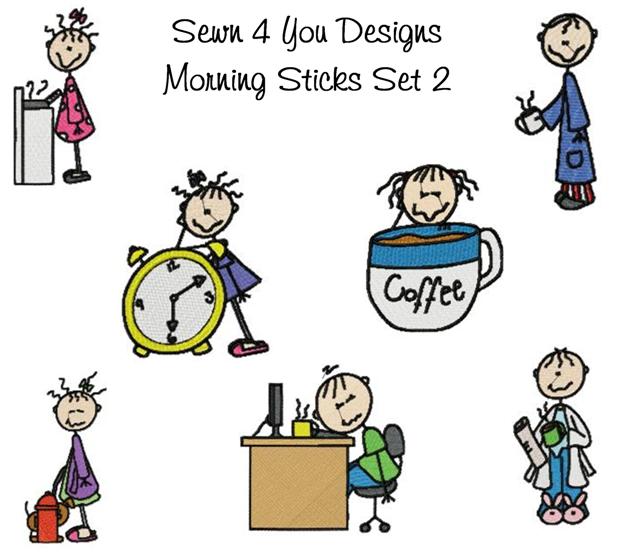 Morning sewn 4 you designs stick figure embroidery designs clipart