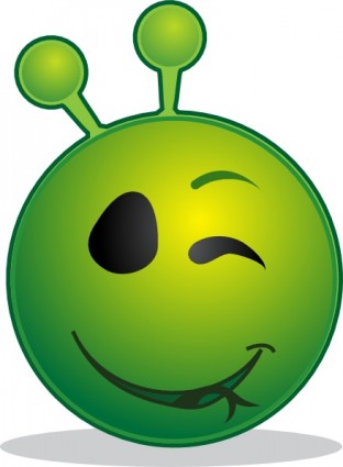 Smiley green alien wink clip art free vector in open office