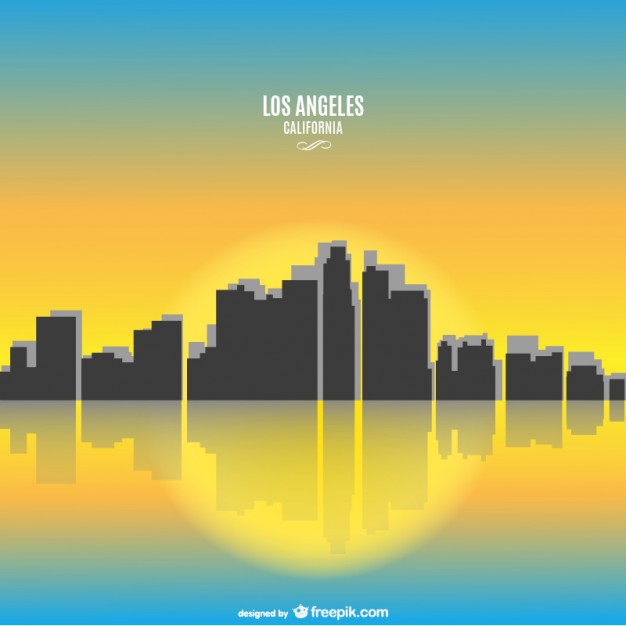 Sunny california los angeles cityscape free vector clip art