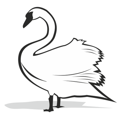 Black and white swan silhouette clip arts