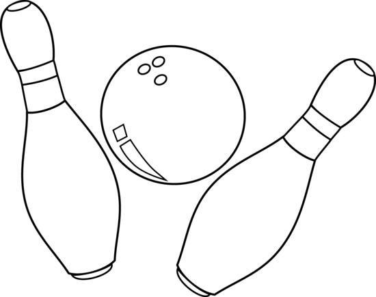 Bowling ball and pins line art free clip art