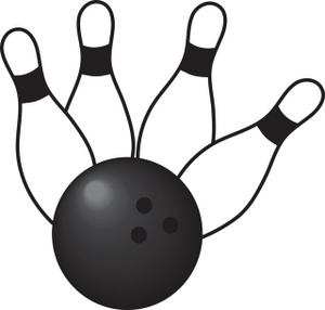 Bowling ball bowling clipart image clip art illustration of 4 bowling pins