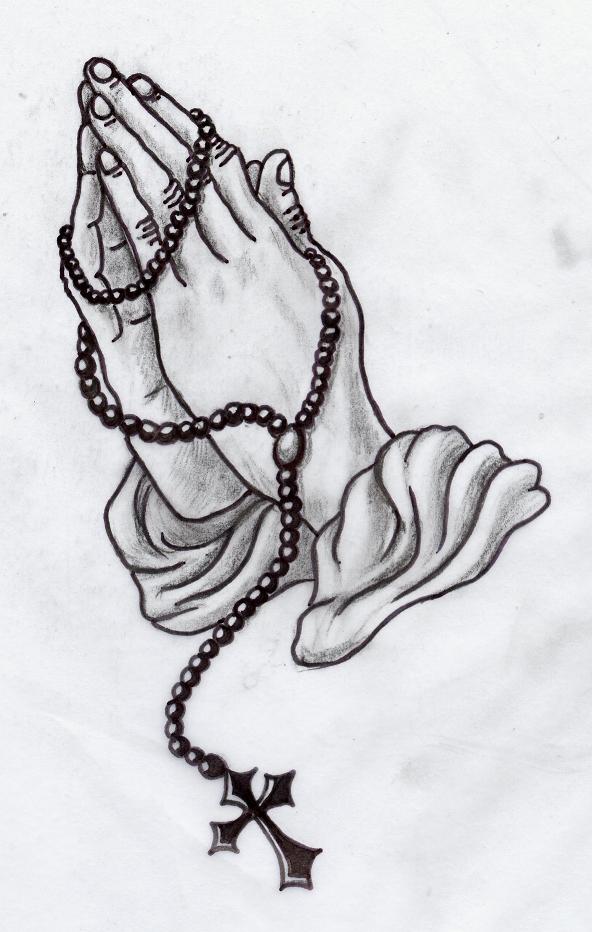 Praying hands with rosary tattoo designs clipart