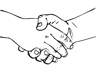 Shaking hands drawing clipart