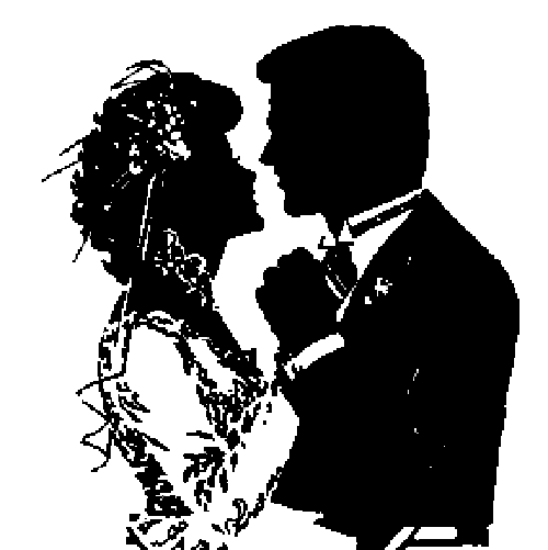 Bride and groom clipart black and white