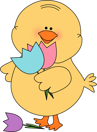 Chick with tulips clip art chick with tulips image