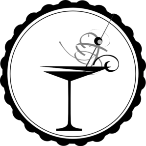 Cocktail drinking glass clipart black and white free