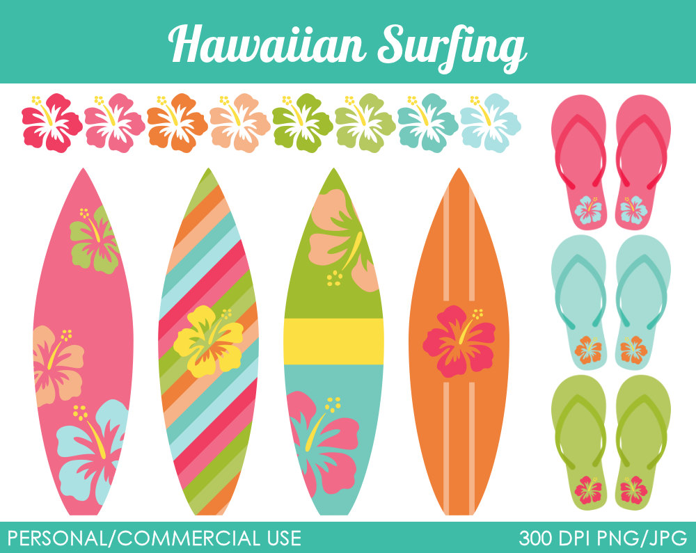 Hawaiian surfboard clipart