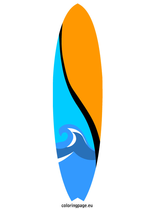Surfboard clipart coloring page