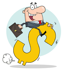 Businessman business clipart image business man riding a dollar sign to wealth
