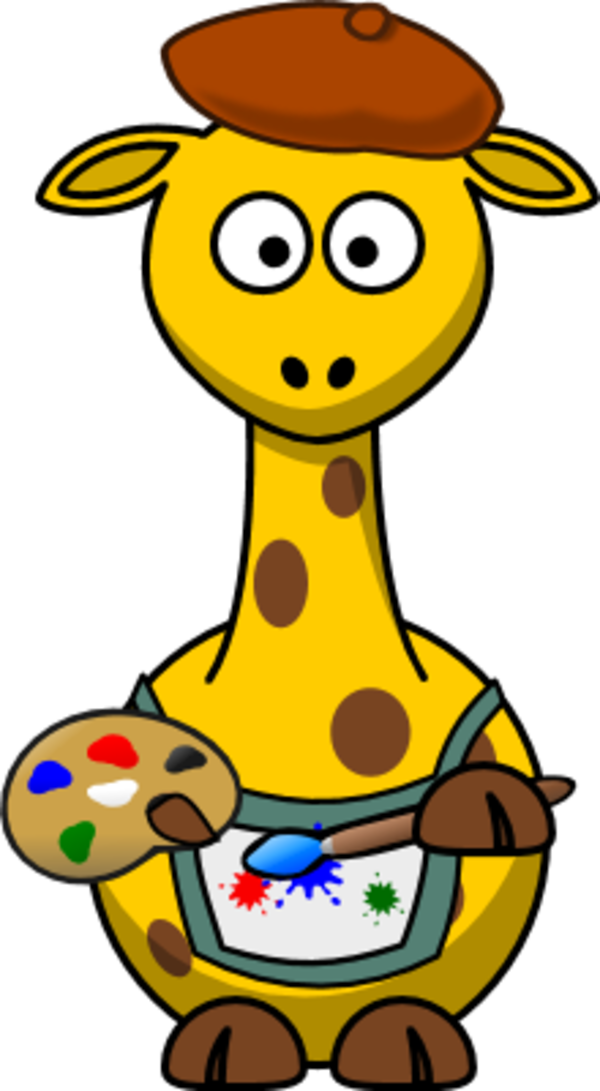 Giraffe as a painter artist vector clip art