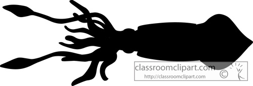 Silhouettes mollusks giant squid silhouette classroom clipart