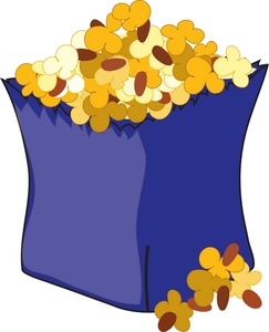 Snack clipart image candied popcorn and peanuts in a bag