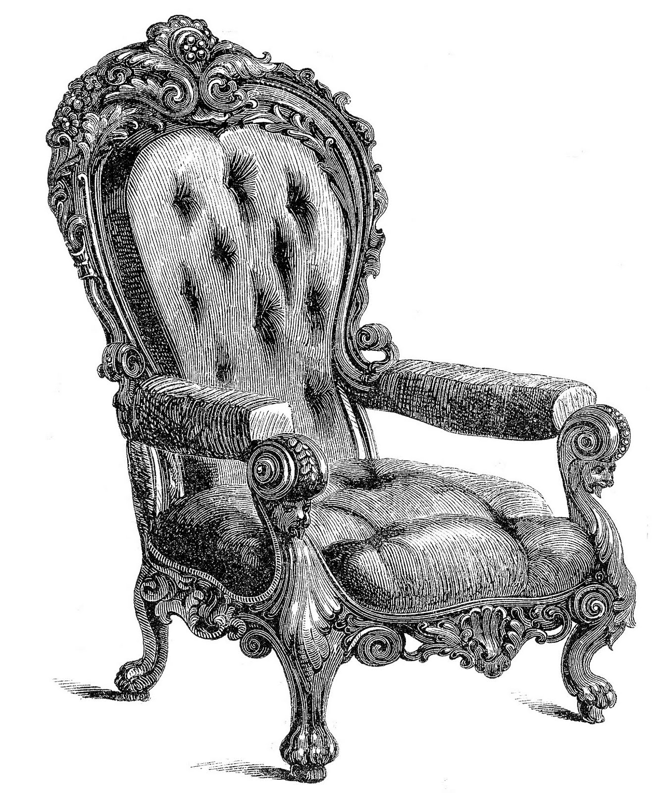 Vintage clip art 2 fancy chairs