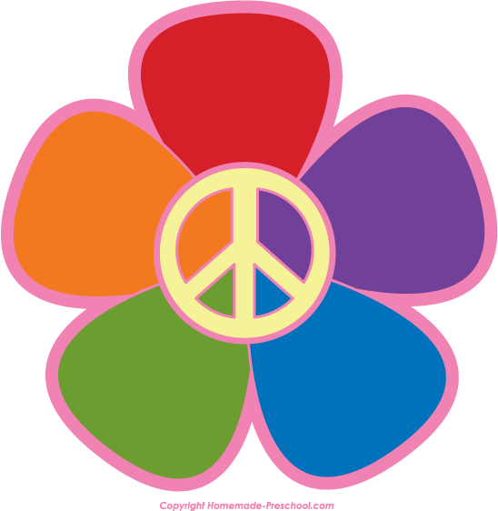 Peace sign rainbow flower clipart
