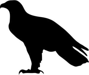 Hawk clipart image cartoon silhouette of a perched hawk