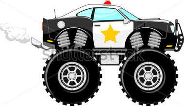 Monster truck monstertruck police car cartoon isolated on white background clip art