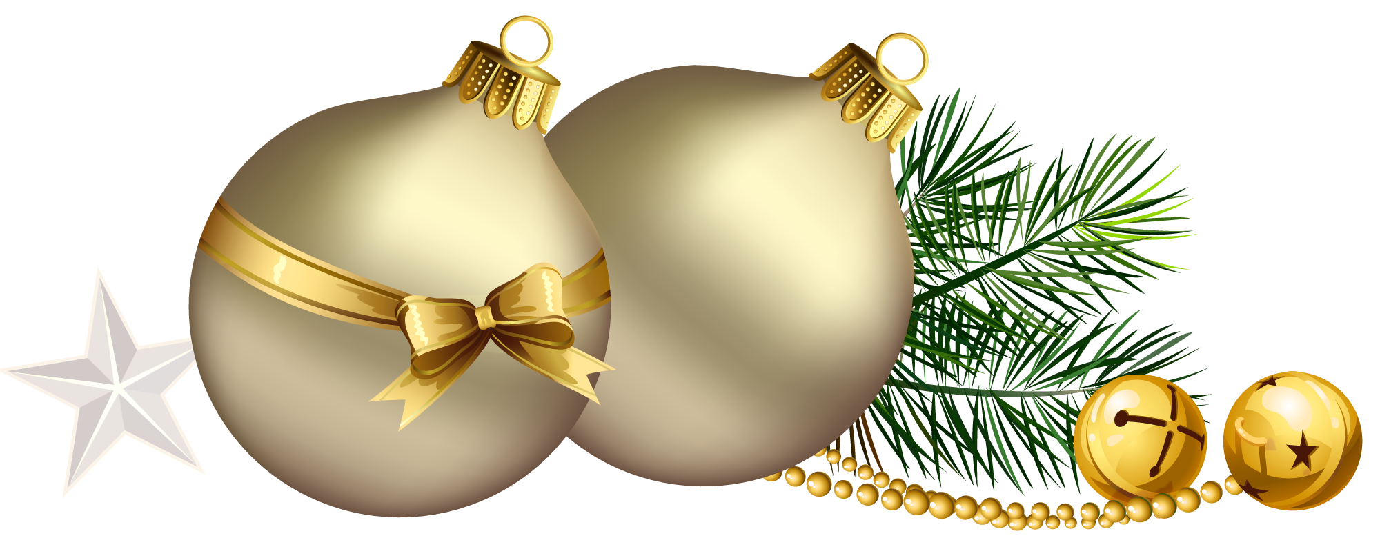 Christmas star christmas balls with pine branch and star clipart 0