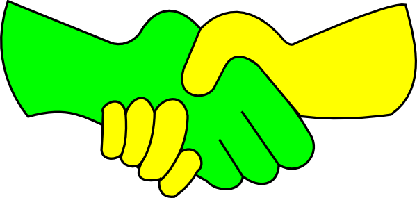 Green and yellow handshake clip art vector clip art