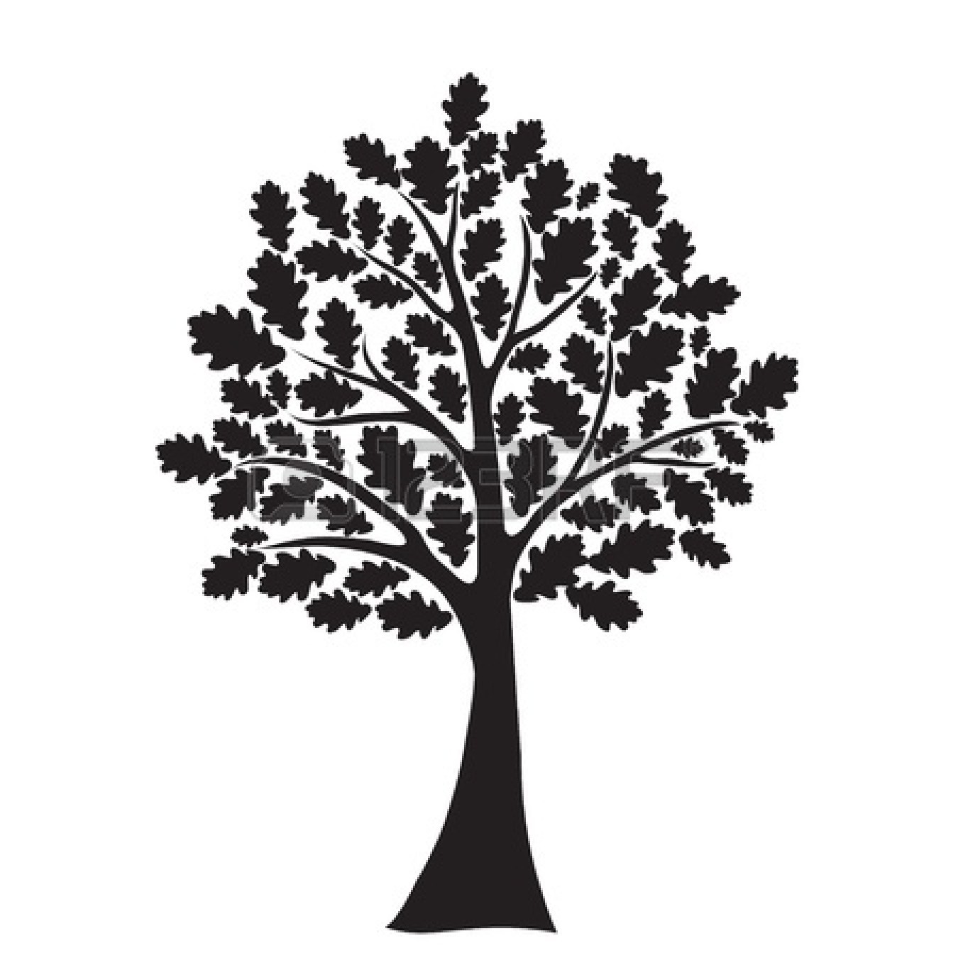 Pic black and white drawings of oak trees clipart