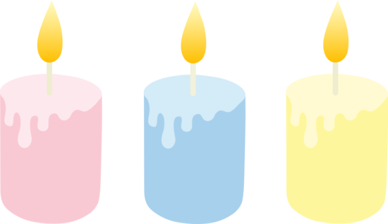 Three pastel colored candles free clip art