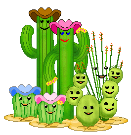 Cactus clip art of a group of various desert cacti