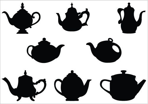 Teapot silhouette vector illustrations teacup vector clipart