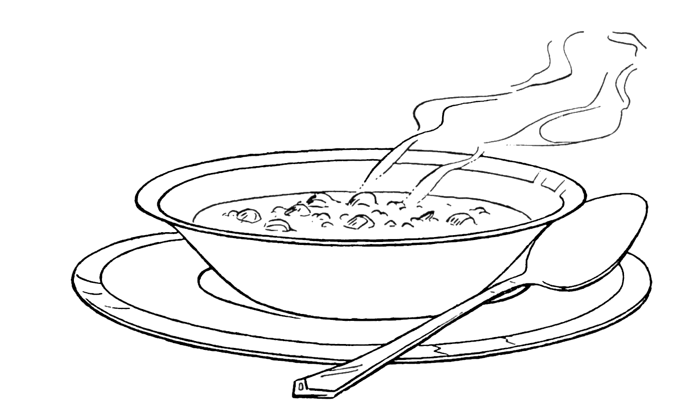 Free coloring pages of bowl of soup clip art