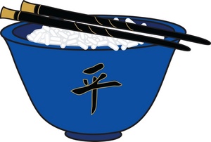 Chinese food clipart image bowl of rice with chopsticks