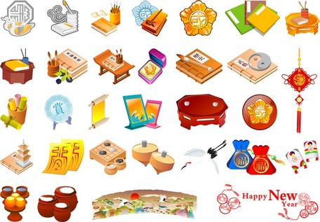 Chinese food vector elements of two chinese new year vector file clip art