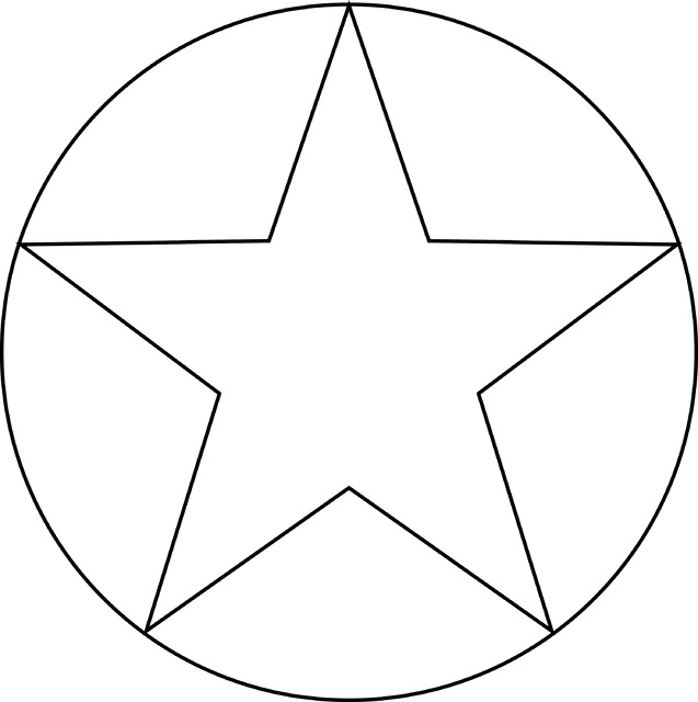 Star inscribed in a circle clipart etc