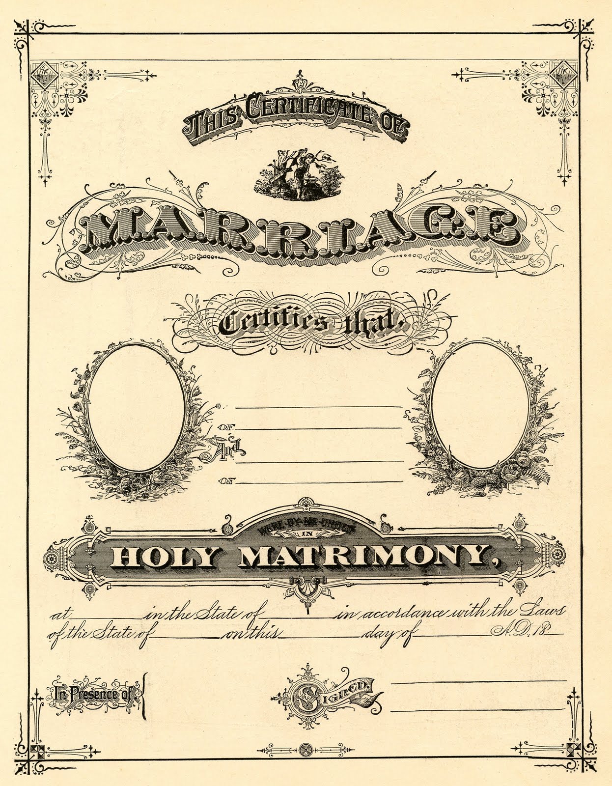 Antique ephemera clip art printable marriage certificate the