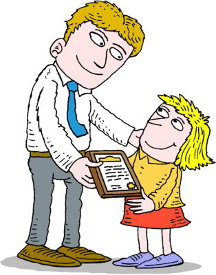Image adult giving child certificate school clip art