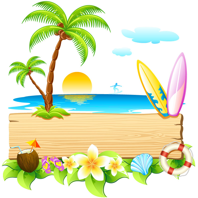 Florida summer beach party clipart