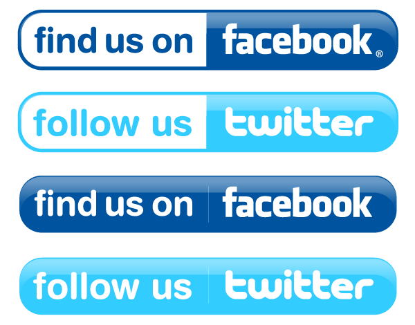 Facebook and twitter buttons vector free clipart