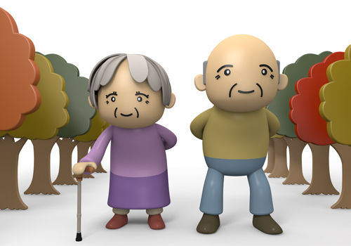 Old people elderly couple autumn leaves walk image free material clipart