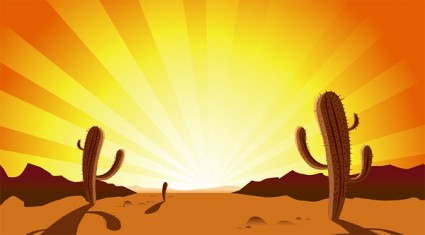 Sunset desert cactus clip art free vector in encapsulated