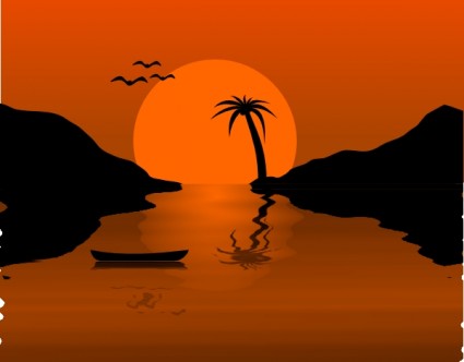 Sunset water scene clip art free vector in open office drawing svg