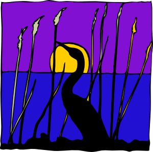 Swan sunset lake clip art at vector clip art image