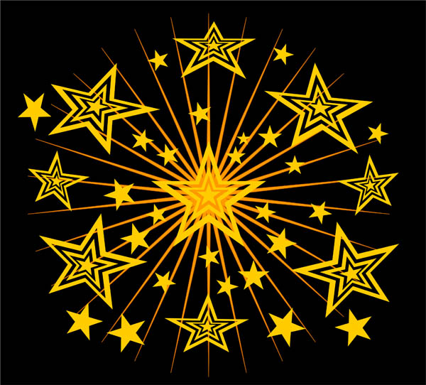 Gold stars on a black design free clip art