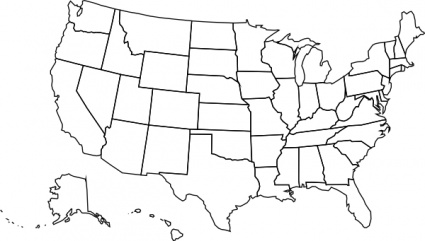 Printable blank us map with state outlines clipart