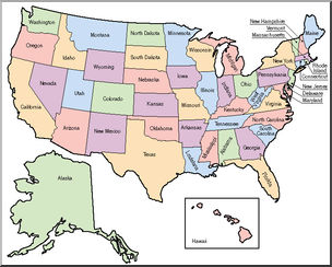Us map clip art united states map color labeled