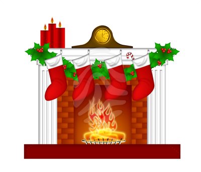 Garland clipart fireplace christmas decoration wth stockings and
